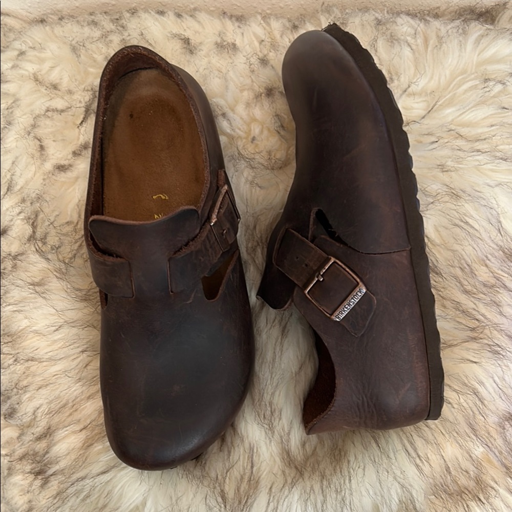 Birkenstock London Oiled Leather Dark Brown Women's Clogs